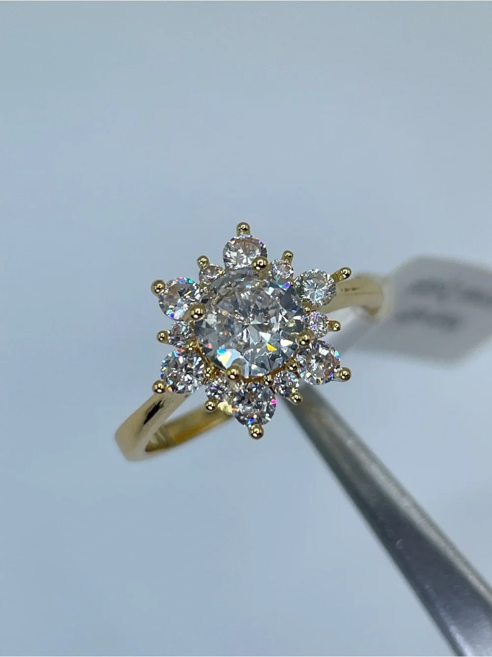 Swarovski Crystal Elements White Swarovski Elements Floral Halo Ring Size 6
